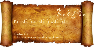 Krnács Árpád névjegykártya