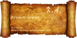Krnács Árpád névjegykártya