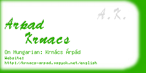 arpad krnacs business card